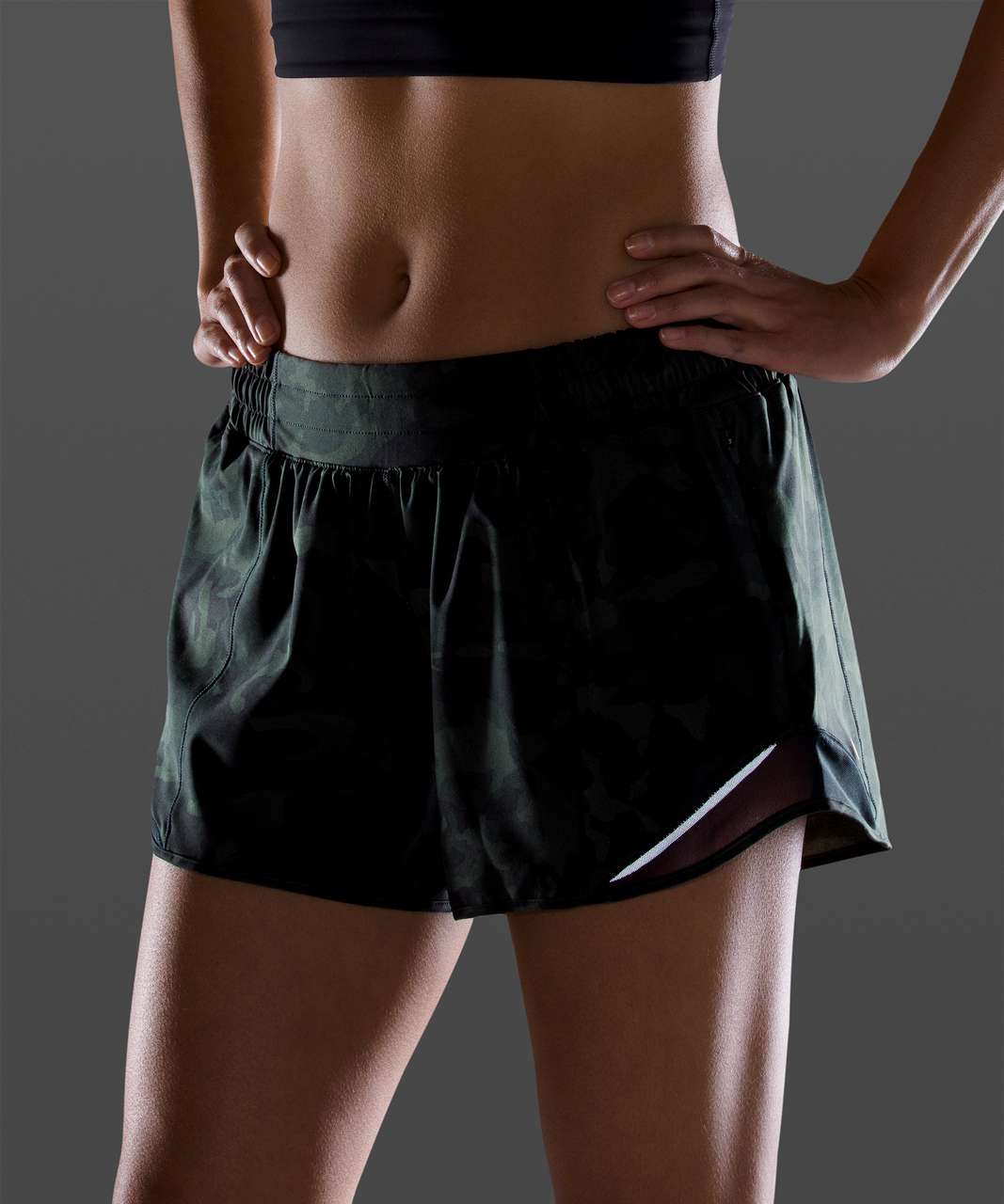 Lululemon Hotty Hot Short II *Long 4 - Incognito Camo Multi Gator Green /  Black - lulu fanatics