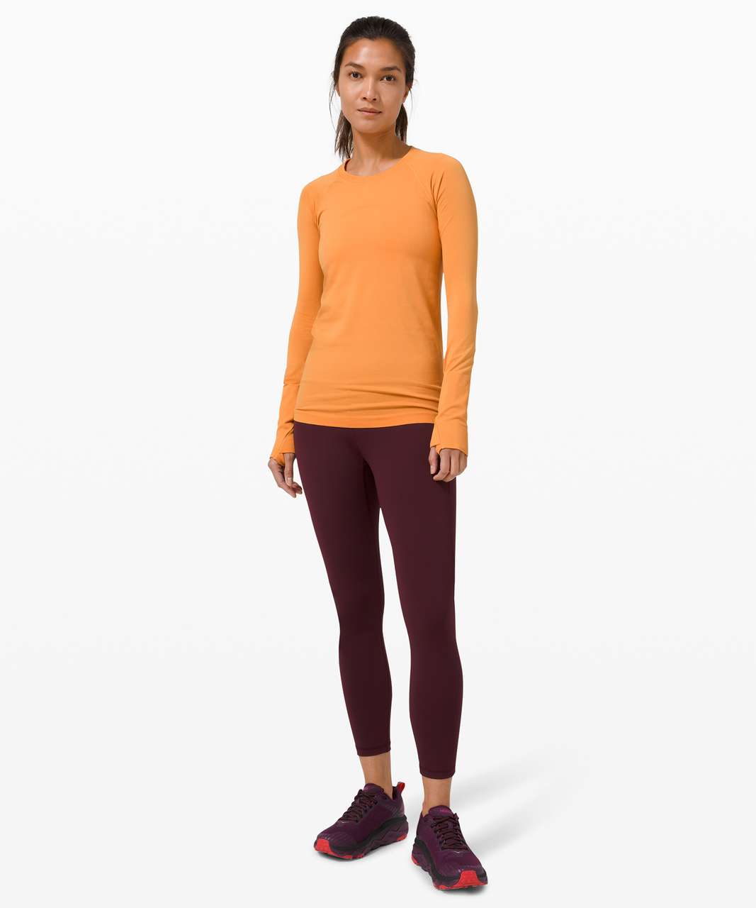 Lululemon Swiftly Tech Long Sleeve 2.0 - Monarch Orange / Monarch Orange - lulu  fanatics