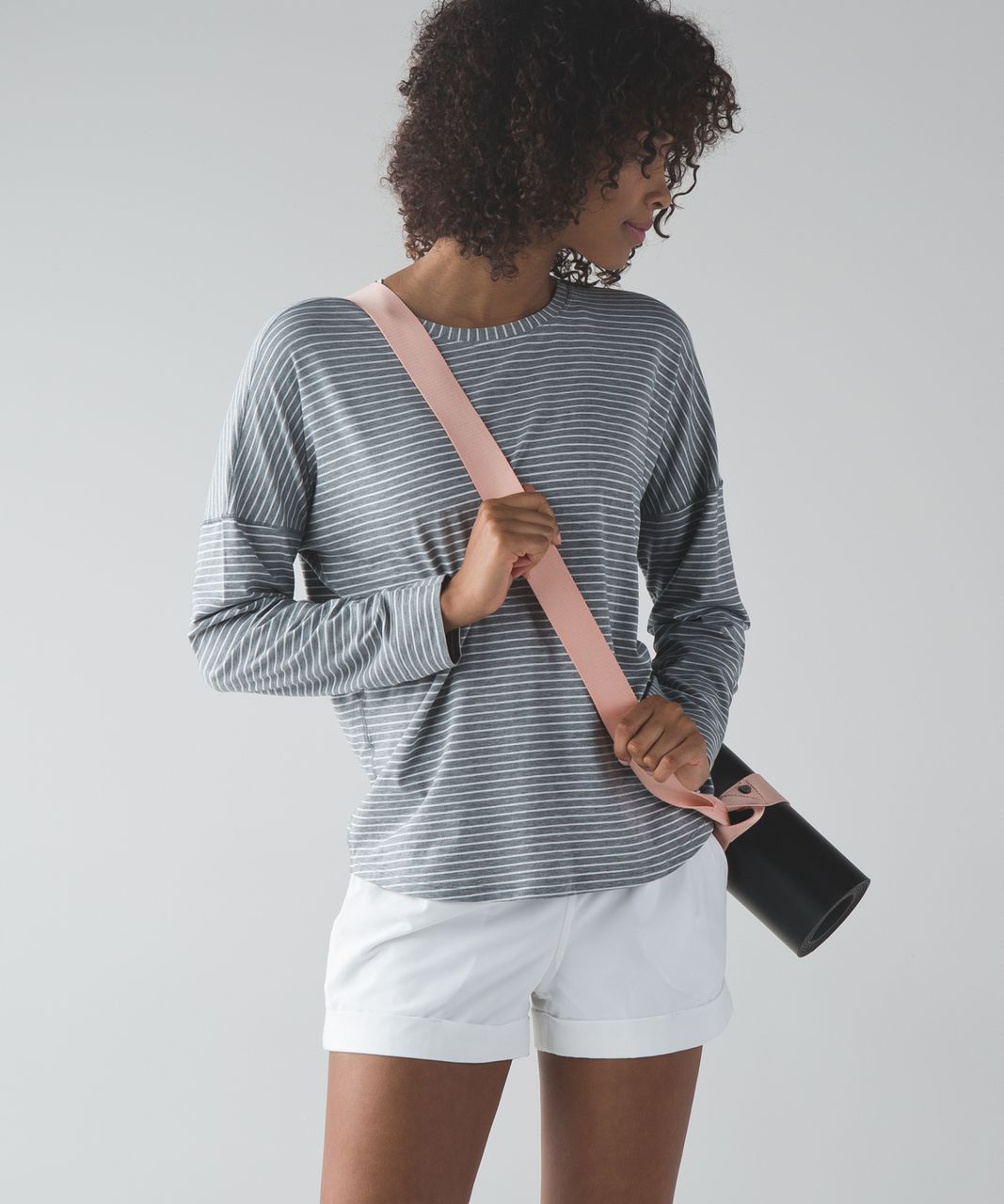 Lululemon Cruiser Long Sleeve - Modern Stripe Heathered Medium Grey White