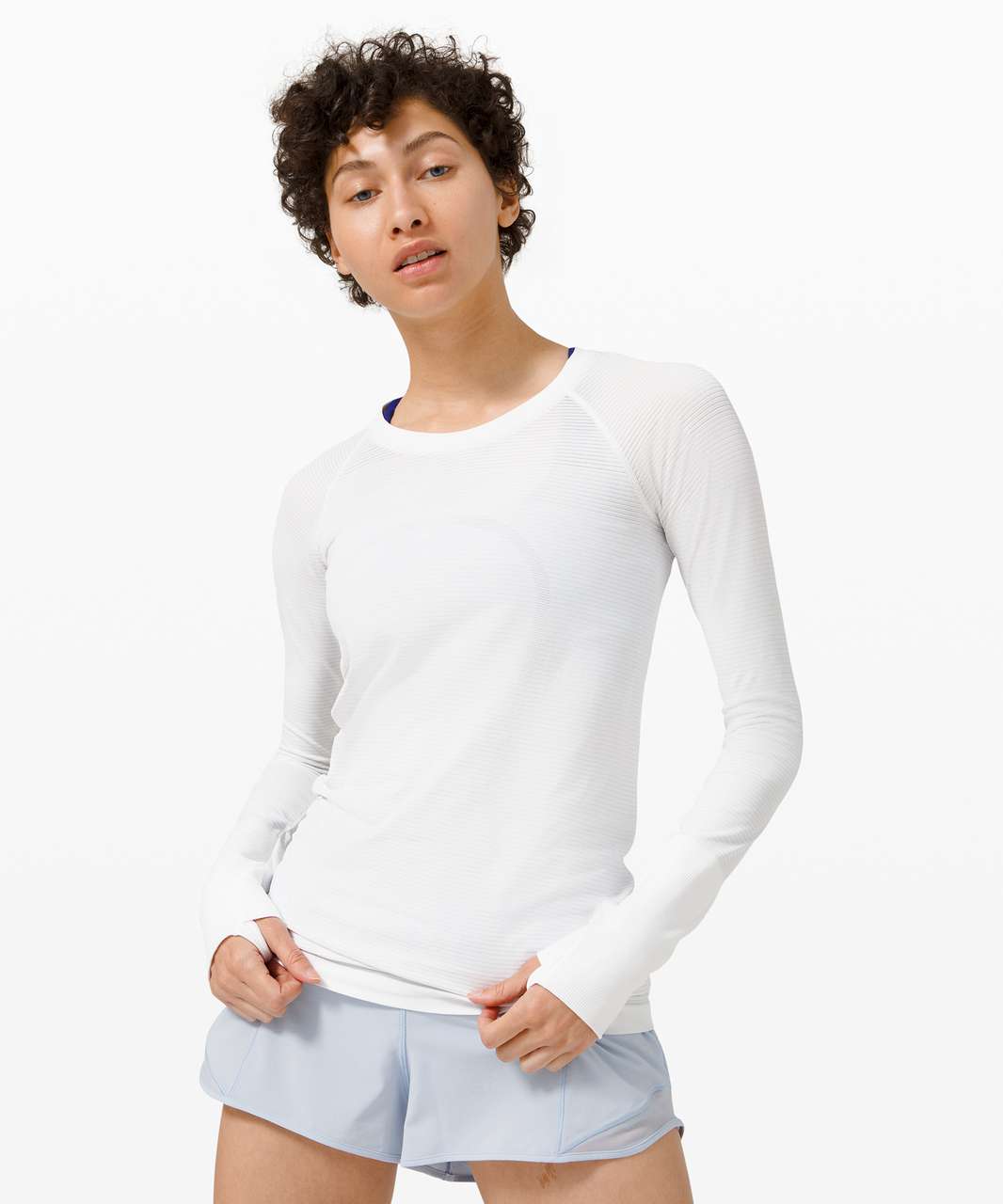 Lululemon Swiftly Tech Long Sleeve 2.0 - Colour Shift White / Blue ...