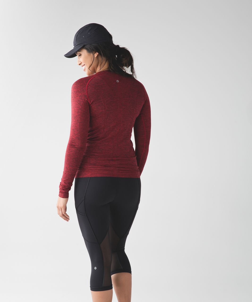 Lululemon Swiftly Tech Long Sleeve Crew - Black / True Red