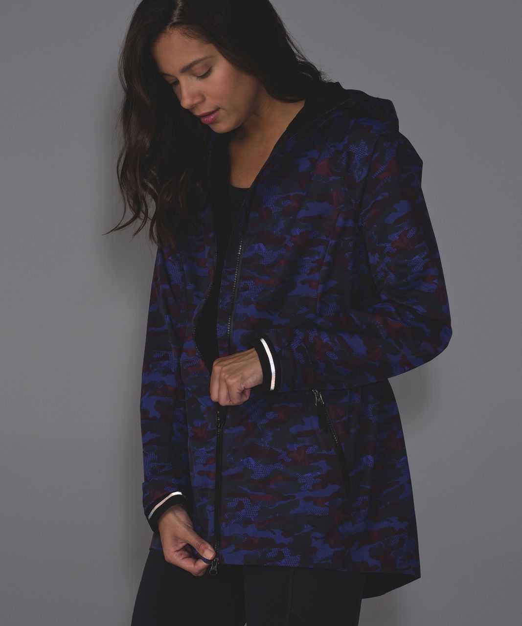 Lululemon Rain For Daze Jacket II - Hounds Camo Emperor Blue Black