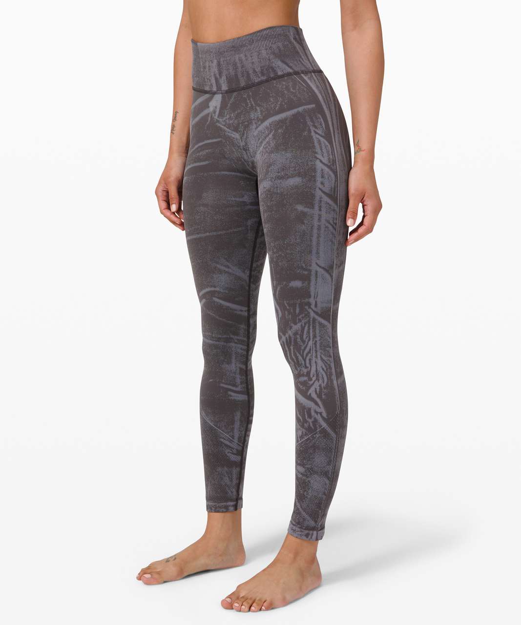 Womens Lululemon Charcoal Gray Light Blue Capri Leggings 6 *