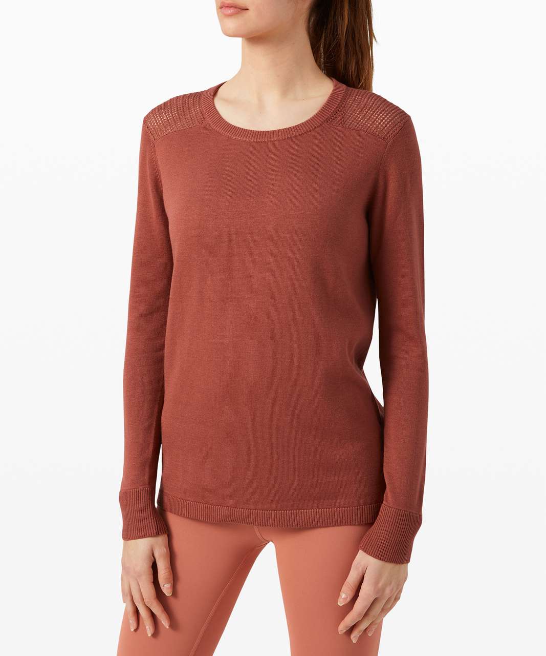 Lululemon Back to Balance Long Sleeve Sweater - Rustic Clay - lulu fanatics