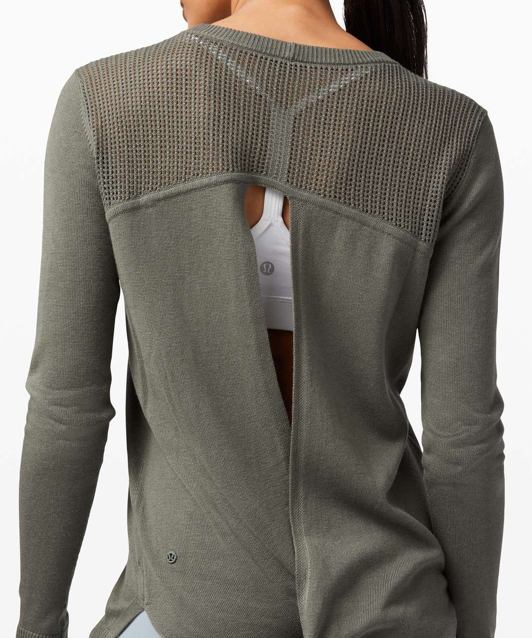 bulk buying LULULEMON Sweater Womens 6 Gray Back to Balance Long Sleeve  Open Back Thumbholes