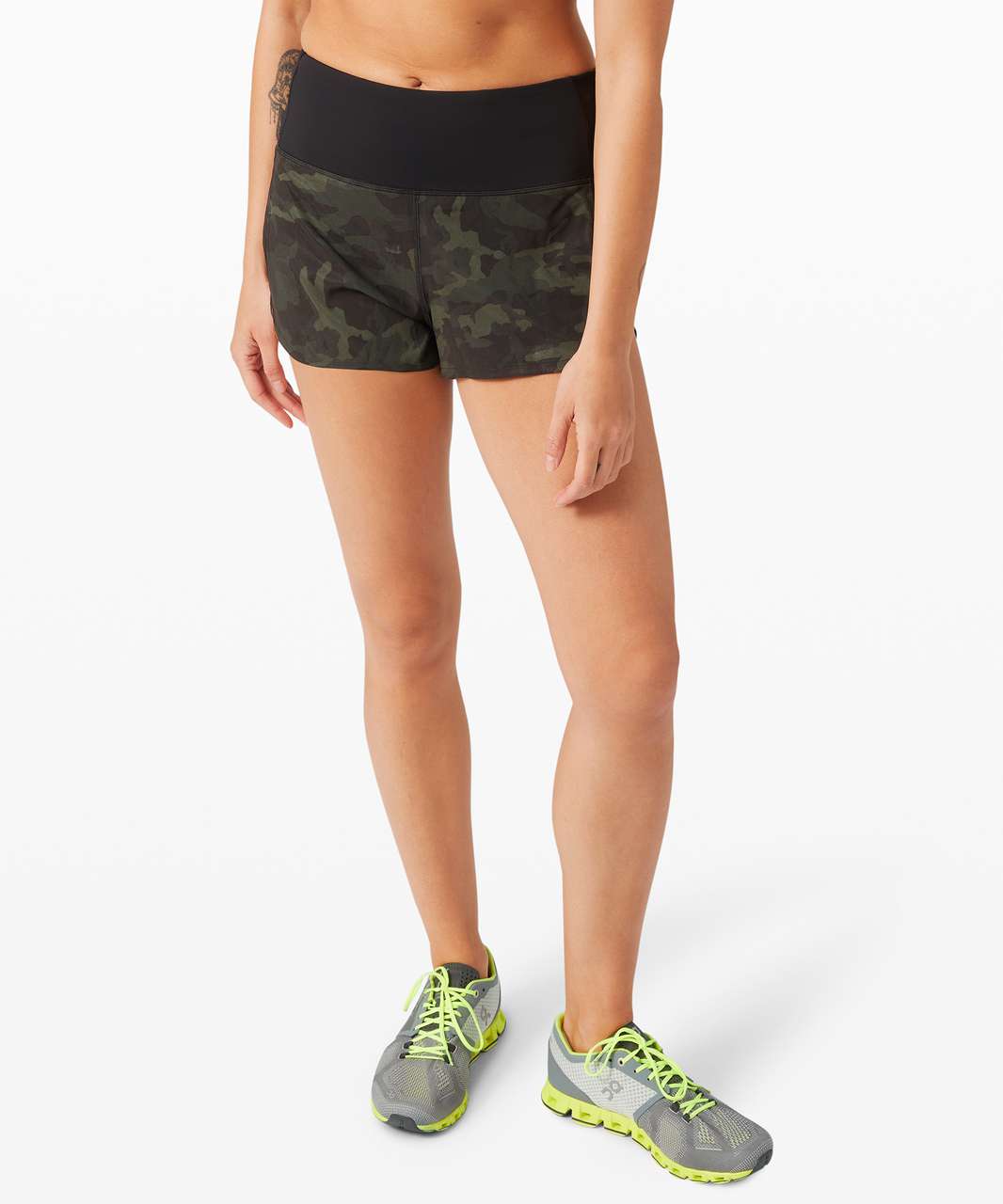 Lululemon Speed Up Short High-rise *2.5 In Incognito Camo Multi Gator Green/black