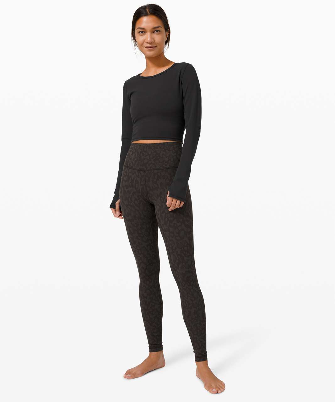 Lululemon Women's Uncovered Long Sleeve Crop Top in Black Size US 4