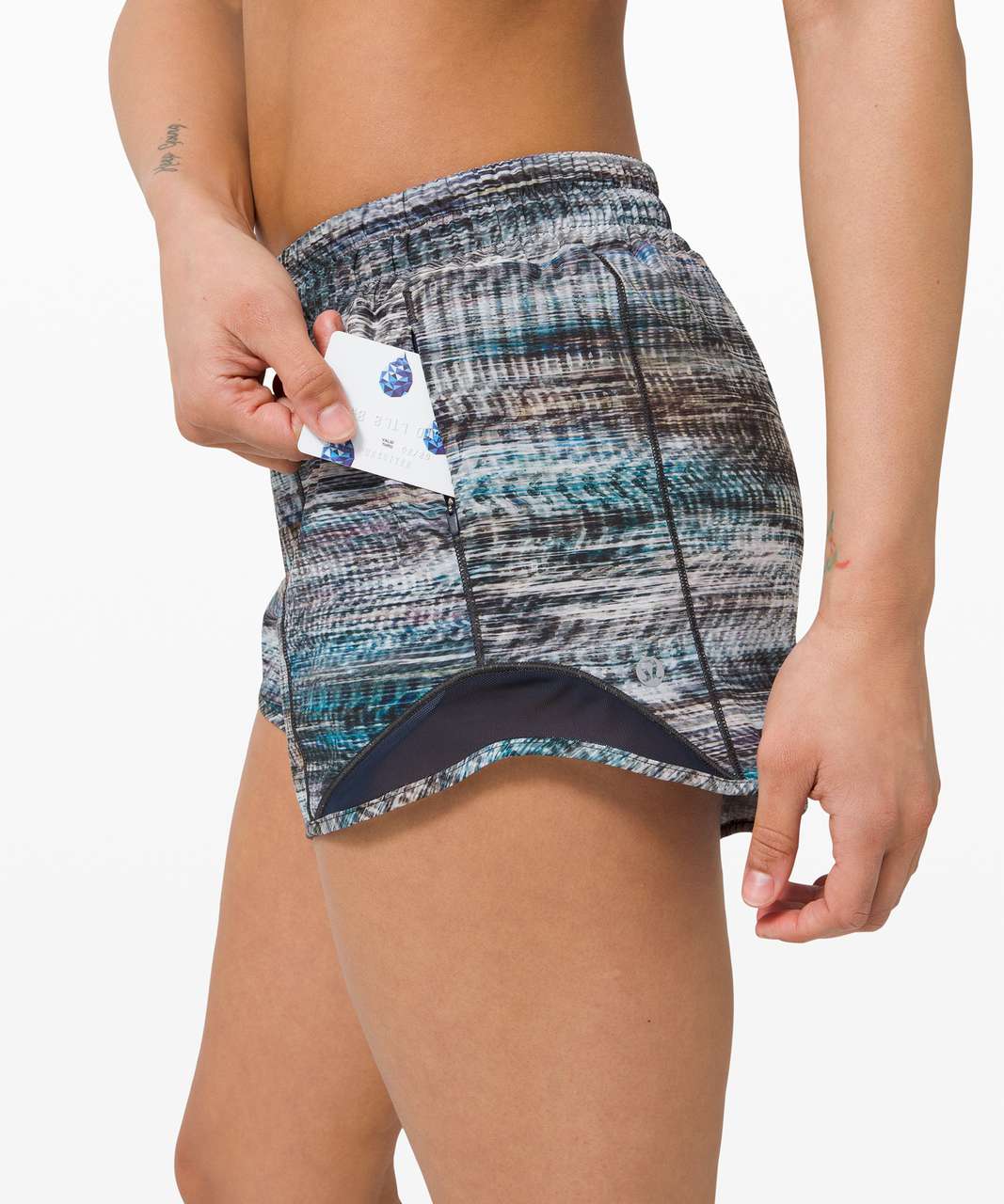 Lululemon Hotty Hot Short *Long 4" - Digital Oasis Grey Multi / True Navy