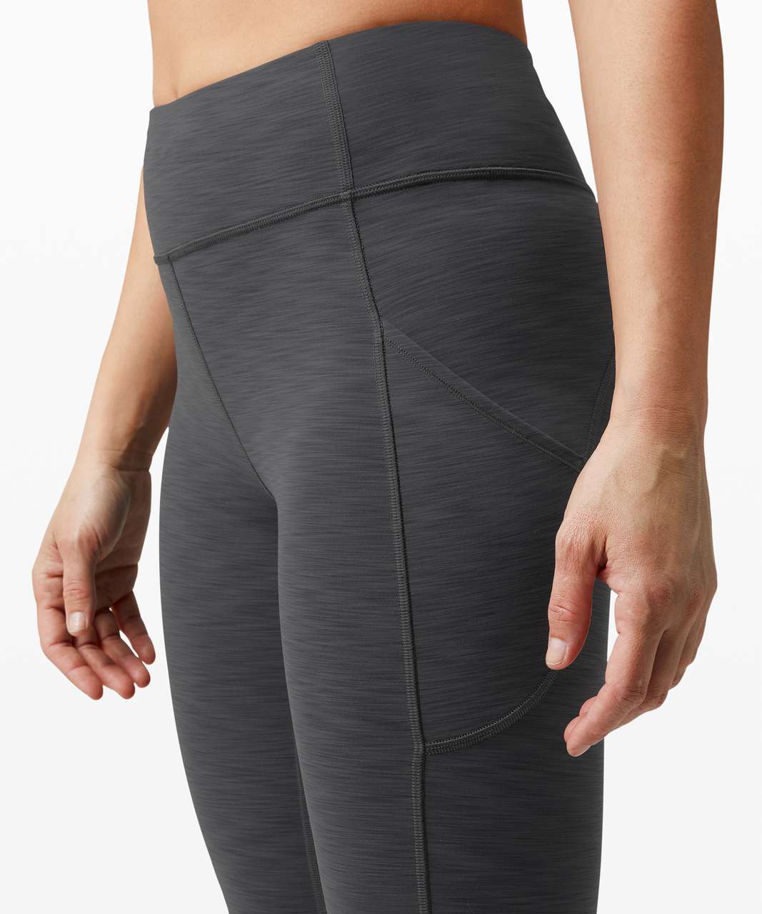 Lululemon Inspire Tight II (Mesh) Heathered Black/ Grapefruit Size