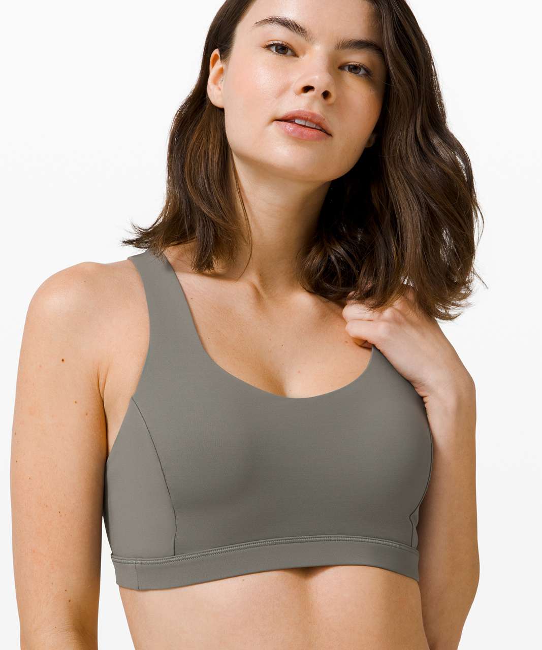 1579 Lululemon Take 2 II Sports Bra Wee Stripe Slate Grey Gray Rear Clasp