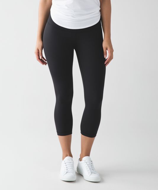 Lululemon Wunder Under Crop (Hi-Rise) (21) - Luon Ripple Jacquard Black  White - lulu fanatics