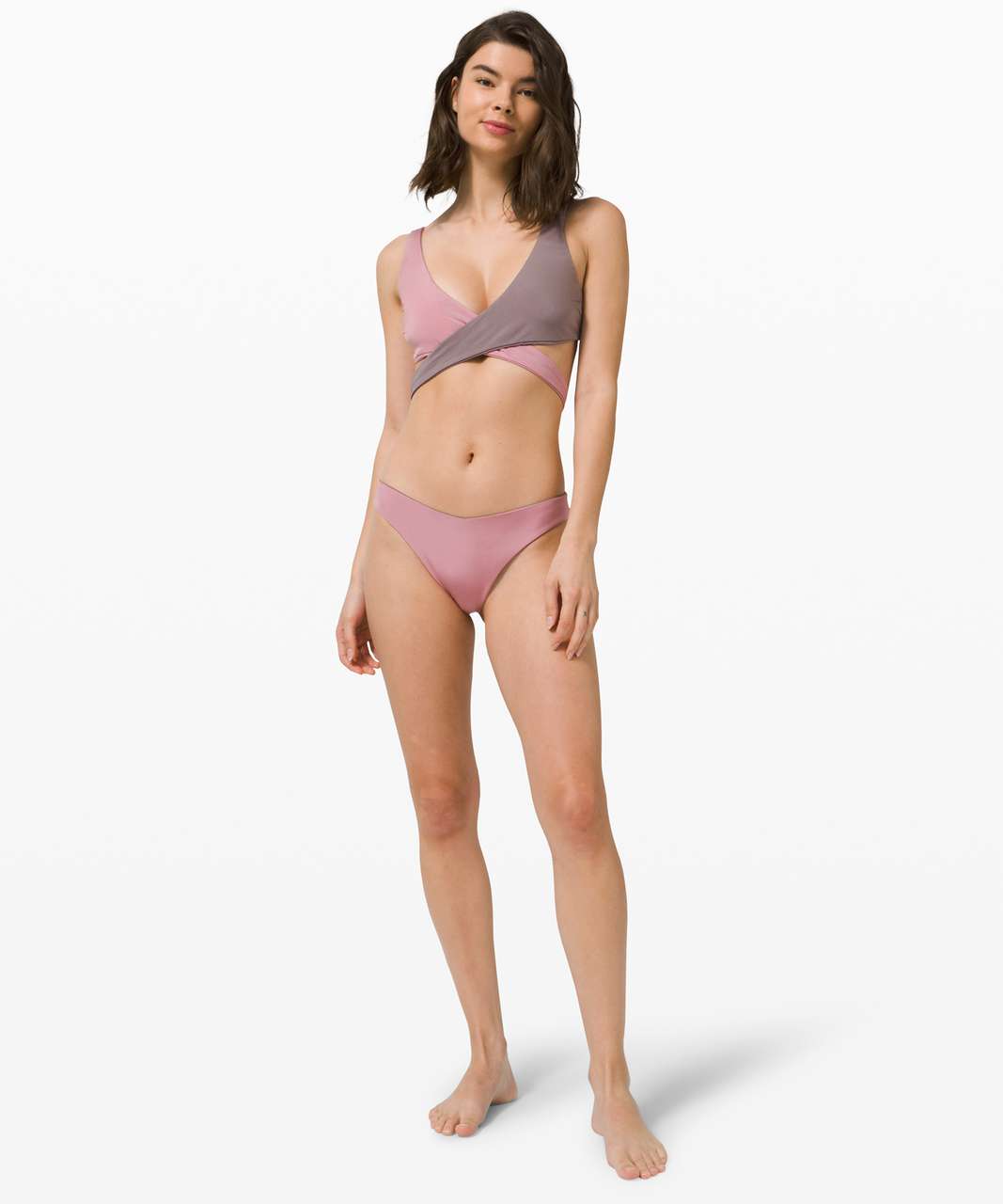 Wyatt Wrap Rib Bikini Top in Pink & Bloom