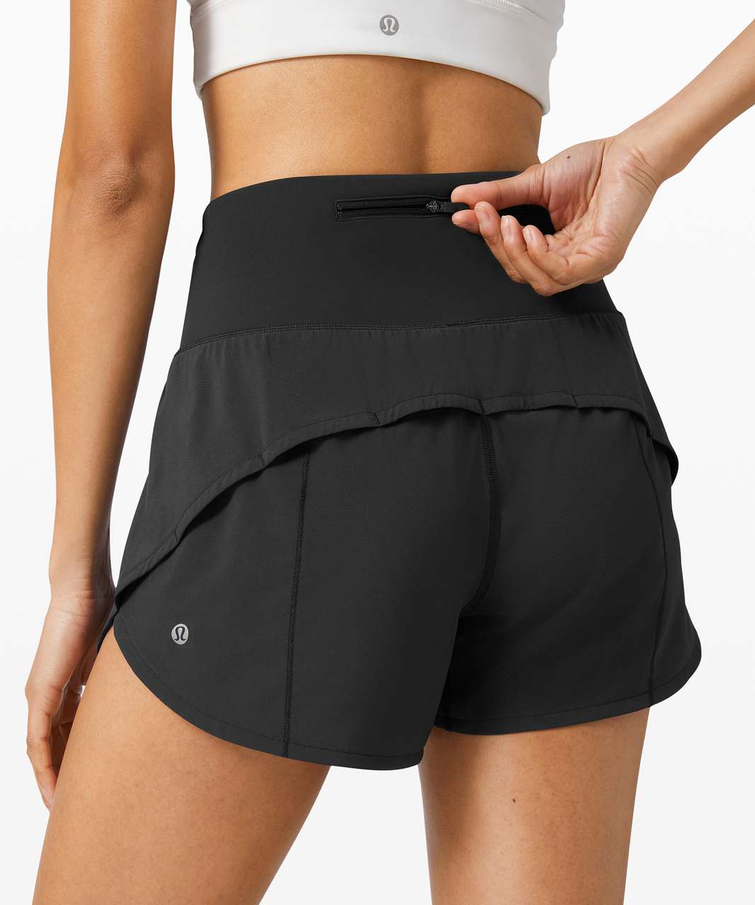 Lululemon Speed Up High-rise Lined Shorts 4 In Heather Lux Black