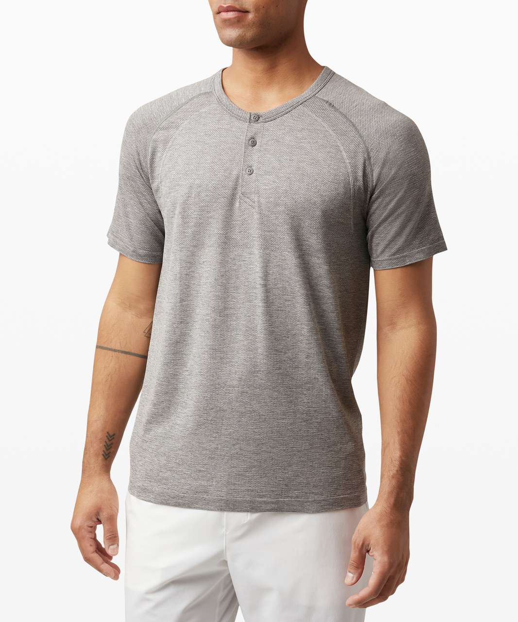 Lululemon Metal Vent Tech Short Sleeve Henley 2.0 - Slate / White (First Release)