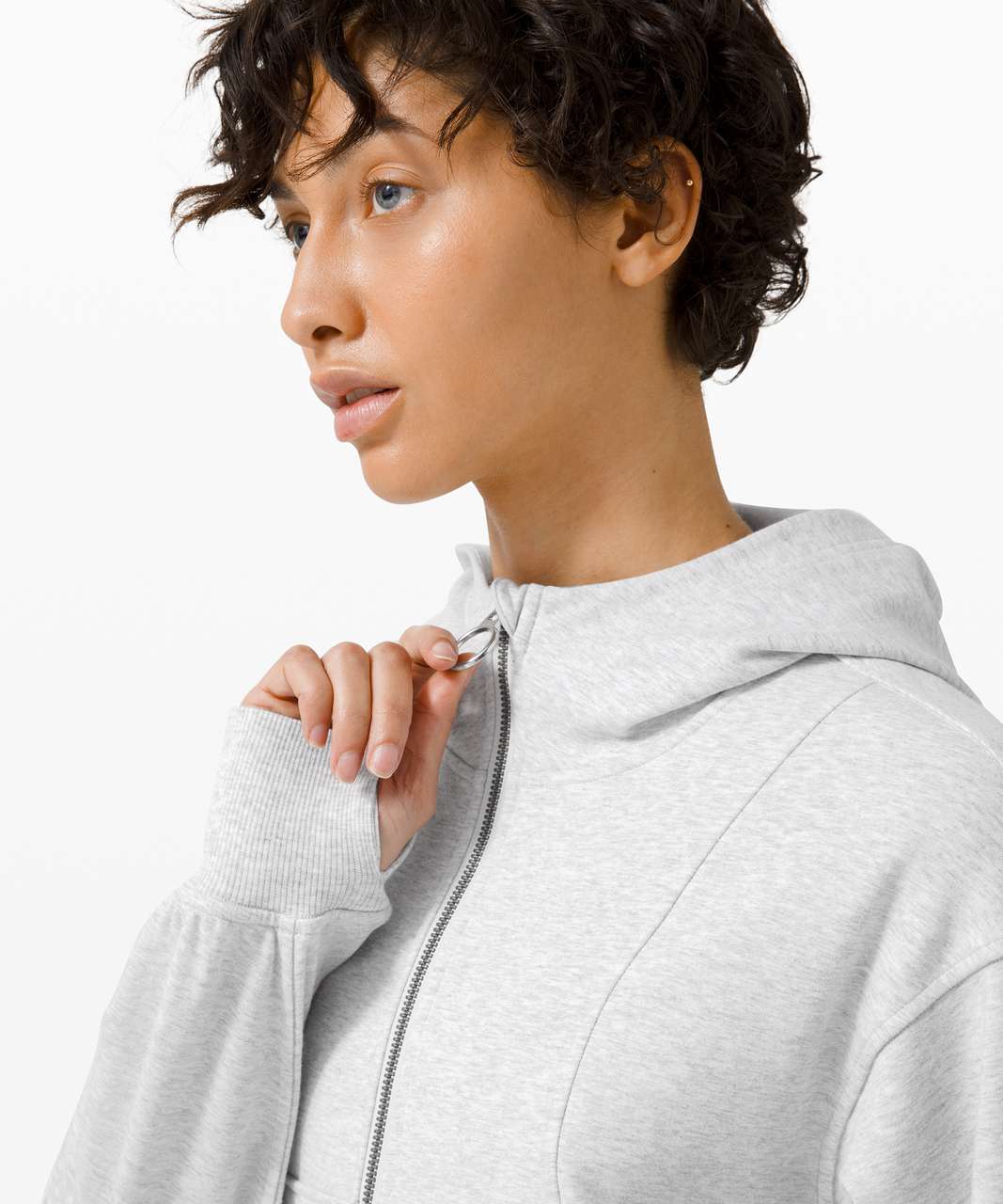 Lululemon Catch A Moment Zip Hoodie - Heathered Core Black - lulu fanatics