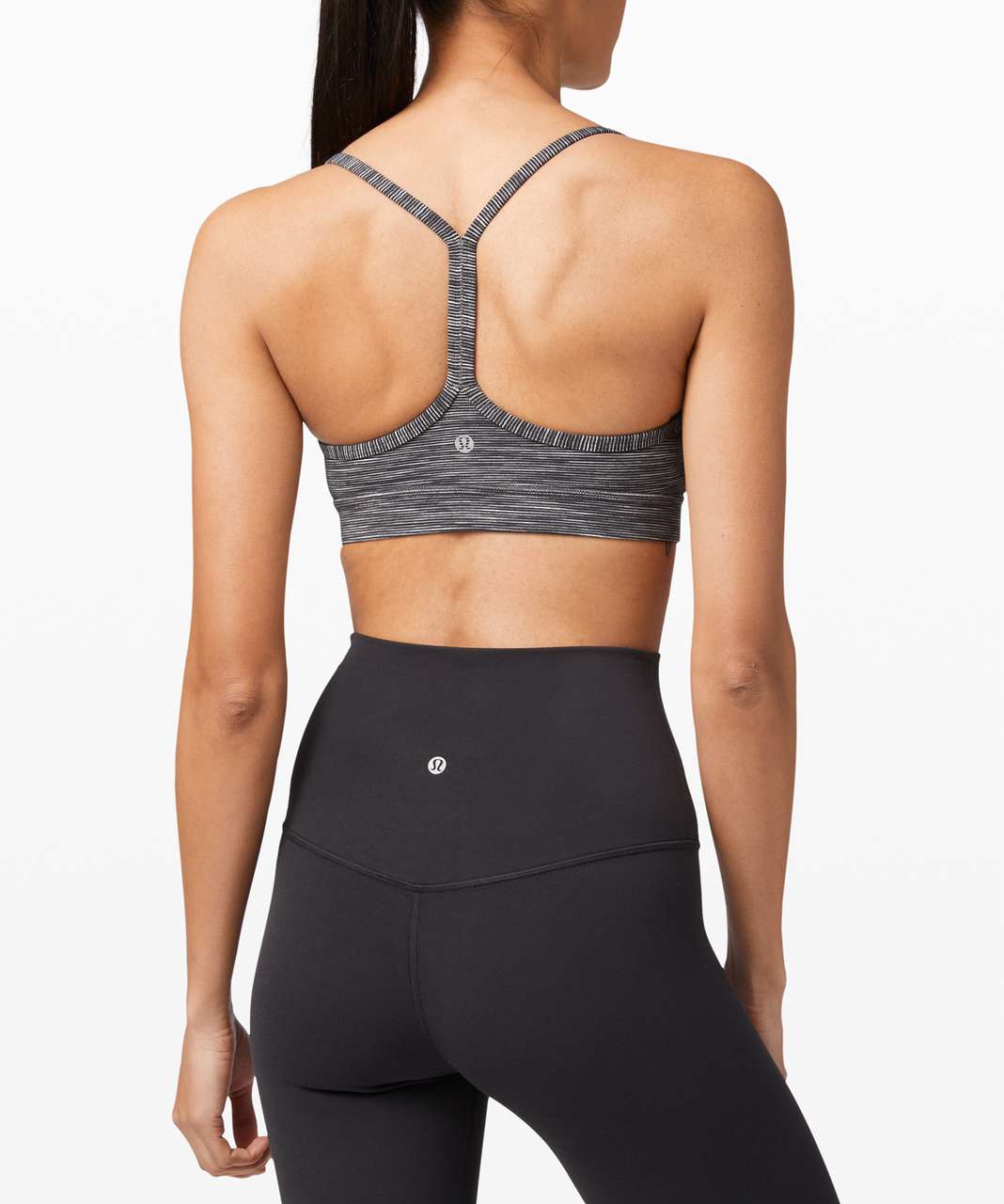 Lululemon Flow Y Bra *Nulu - Twillines Ice Grey Black - lulu fanatics