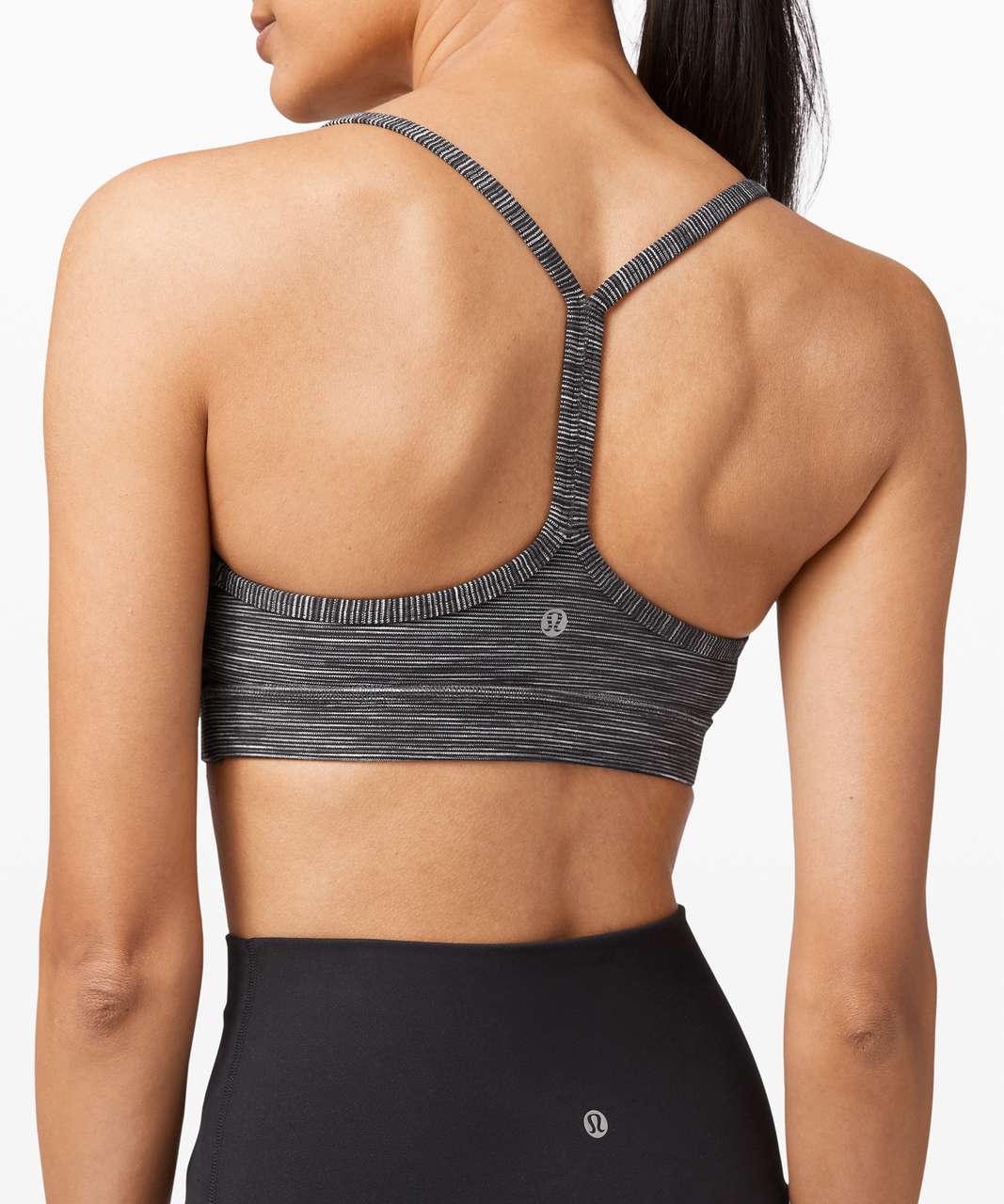 Lululemon Flow Y Bra *Nulu - Twillines Ice Grey Black - lulu fanatics