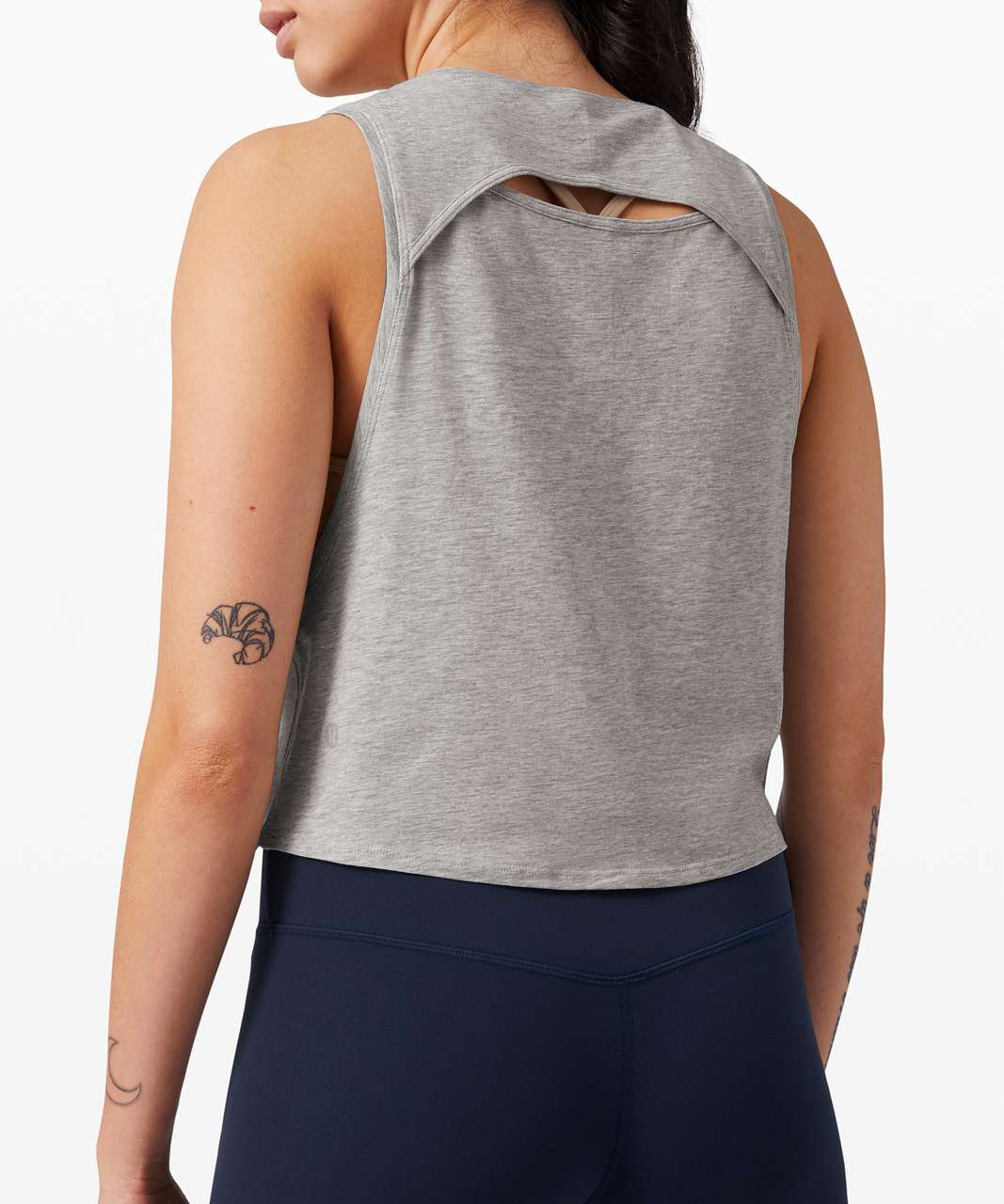 Lululemon Cut Back Crop Tank - Heathered Core Light Grey