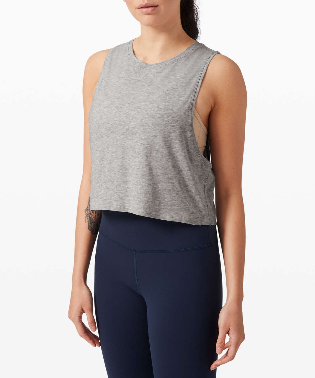 Lululemon Cut Back Crop Tank - Heathered Core Light Grey