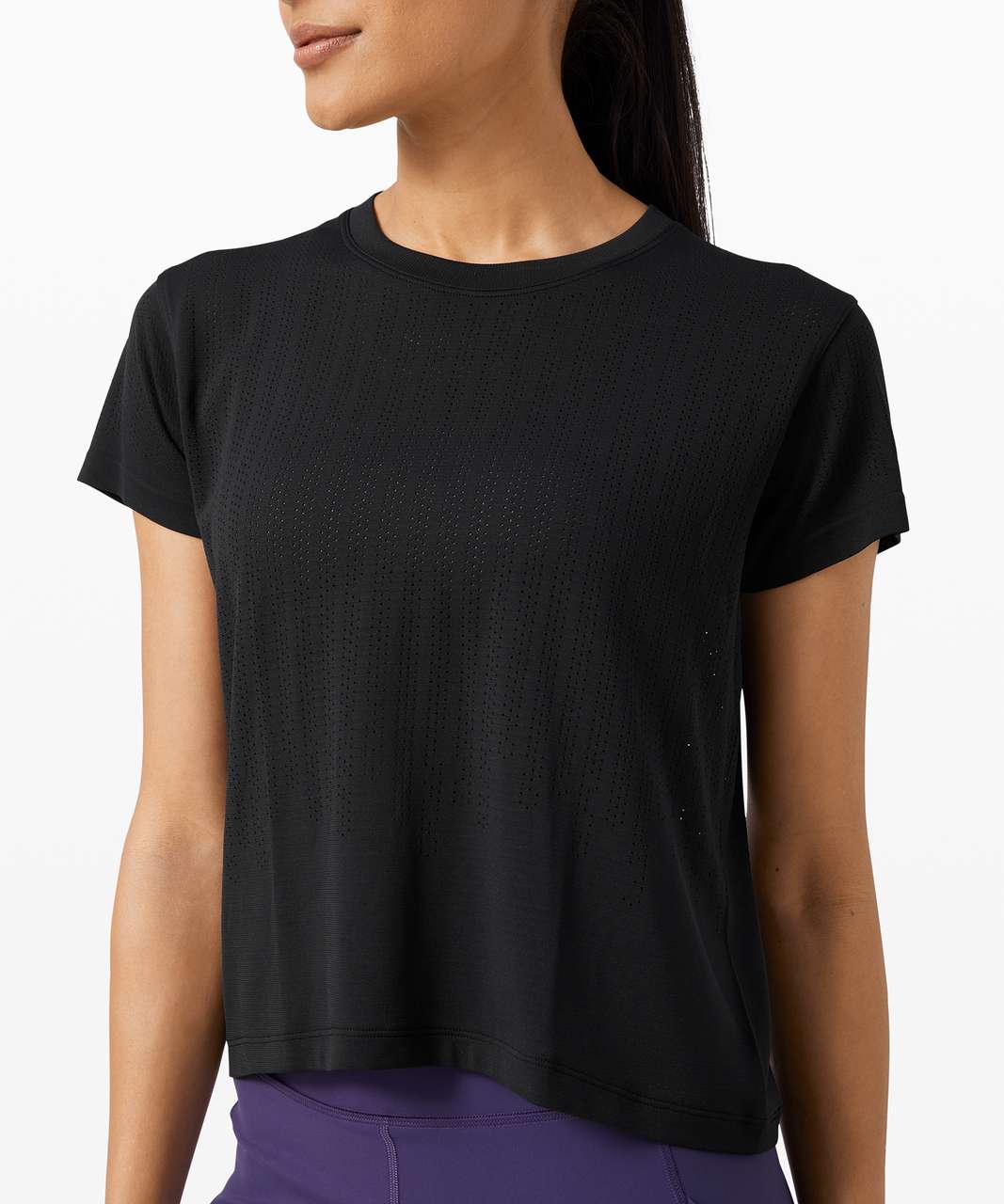 Lululemon Train to Be Short Sleeve - Rain Stripe Black - lulu fanatics