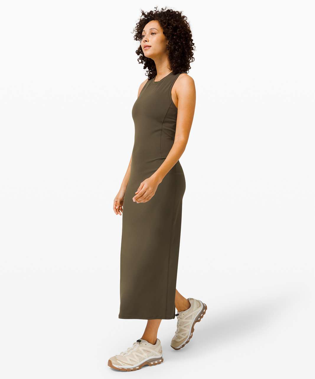 Lululemon All Aligned Midi Dress - Dark Olive - lulu fanatics