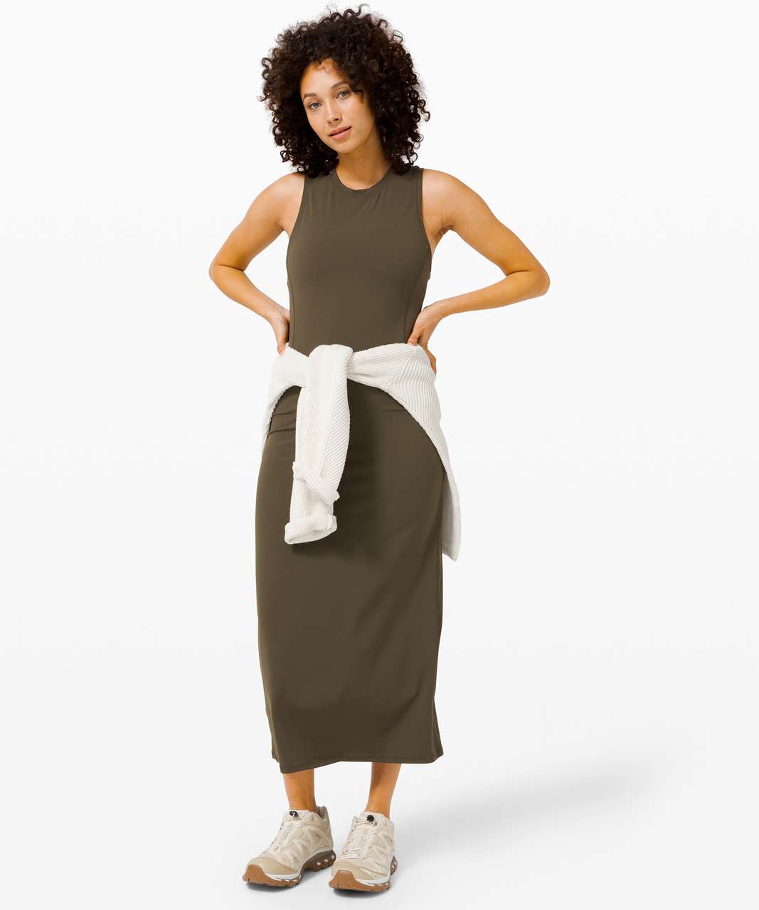 Lululemon All Aligned Midi Dress - Dark Olive - lulu fanatics