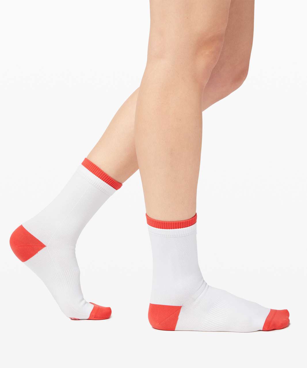 Lululemon Step To It Quarter Sock - White / Carnation Red