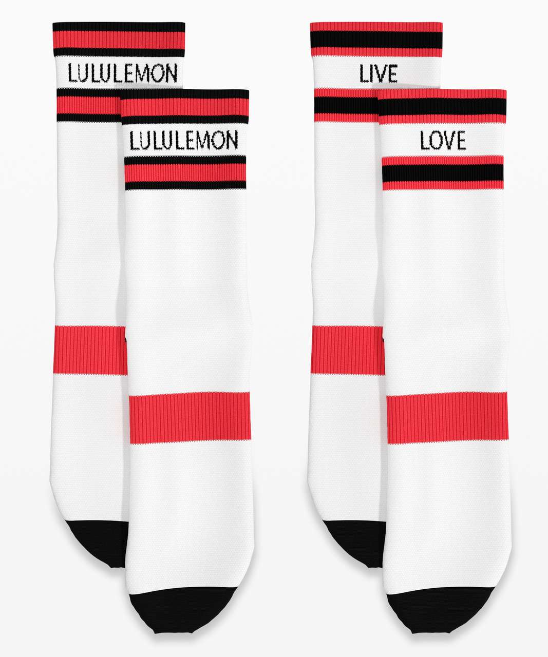 Lululemon Tale To Tell Quarter Sock *2 Pack - White / Black / Carnation Red