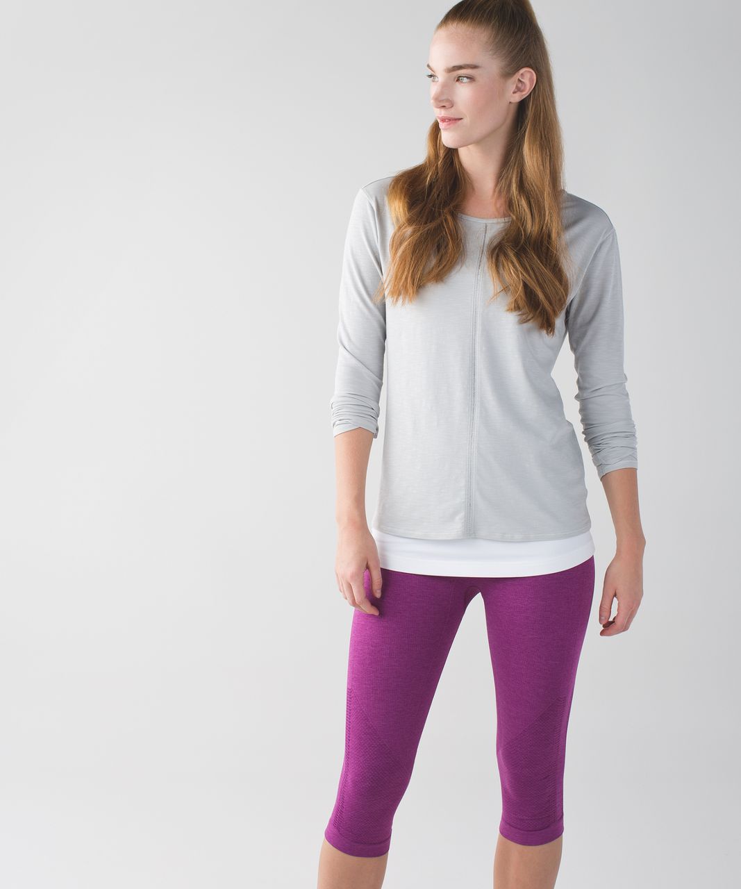 LULULEMON In The Flow Crop II Size 4 Heathered Plum – Style