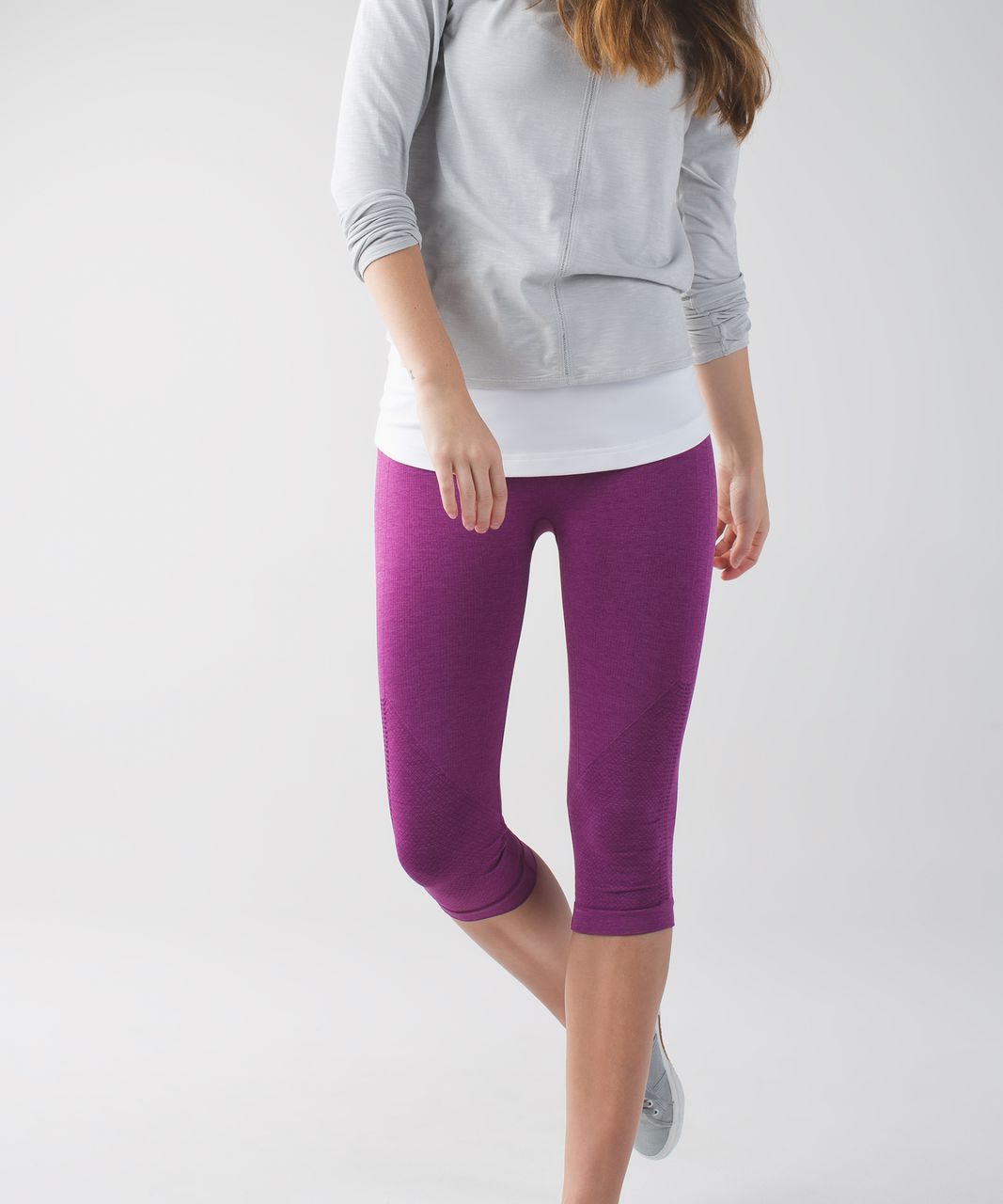 Lululemon Purple Striped Heathered Full Length Plum Ruched