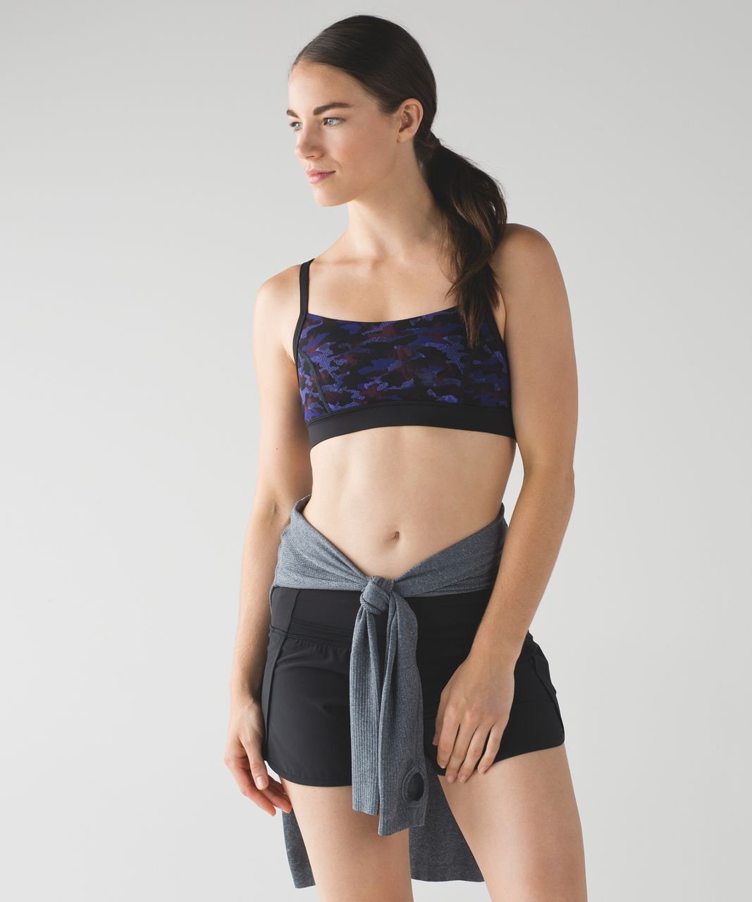 Lululemon Rise and Run Bra - Mini Hounds Camo Emperor Blue Black / Black