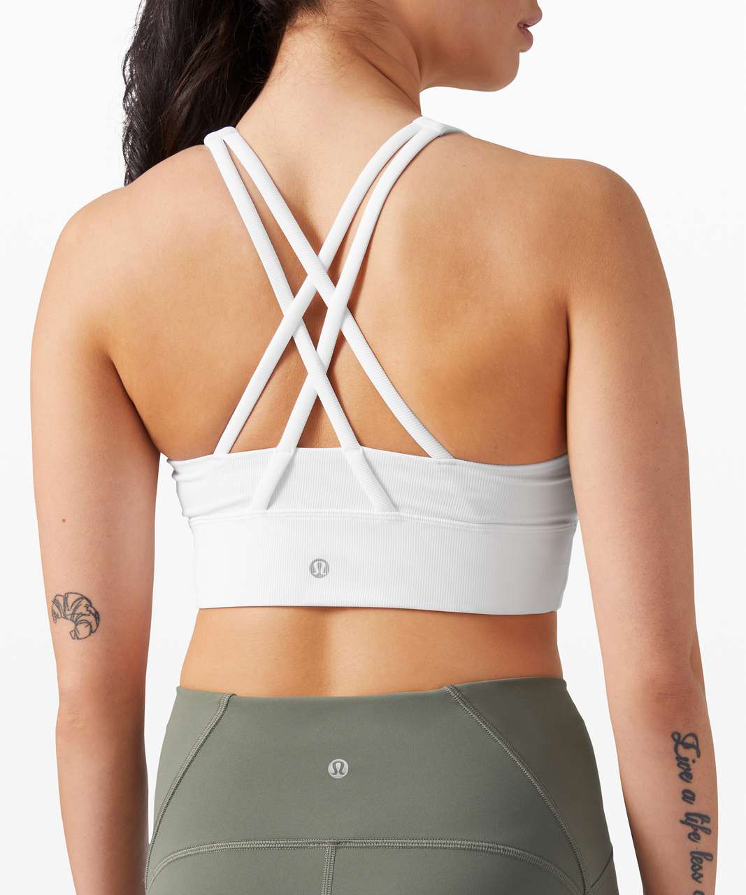 LULULEMON Energy Bra Long Line - Medium Support (White (Ribbed), 2) at   Women's Clothing store