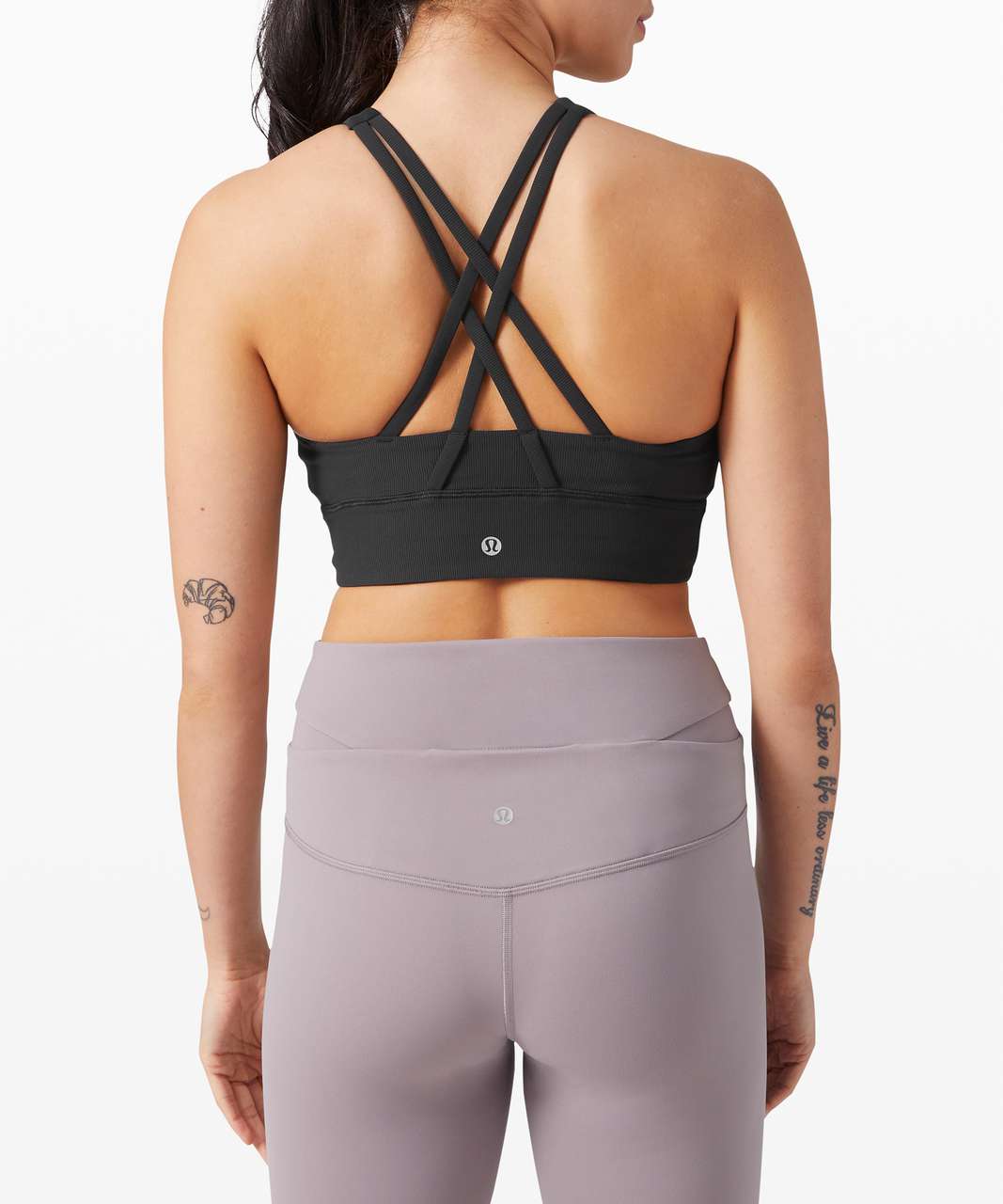 Lululemon Energy Bra High Neck Long Line *Medium Support, B-D Cup - Black - lulu  fanatics