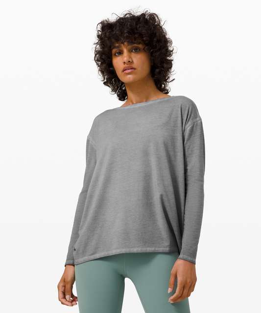 Lululemon Back In Action Long Sleeve - Heathered Dove Grey - lulu fanatics