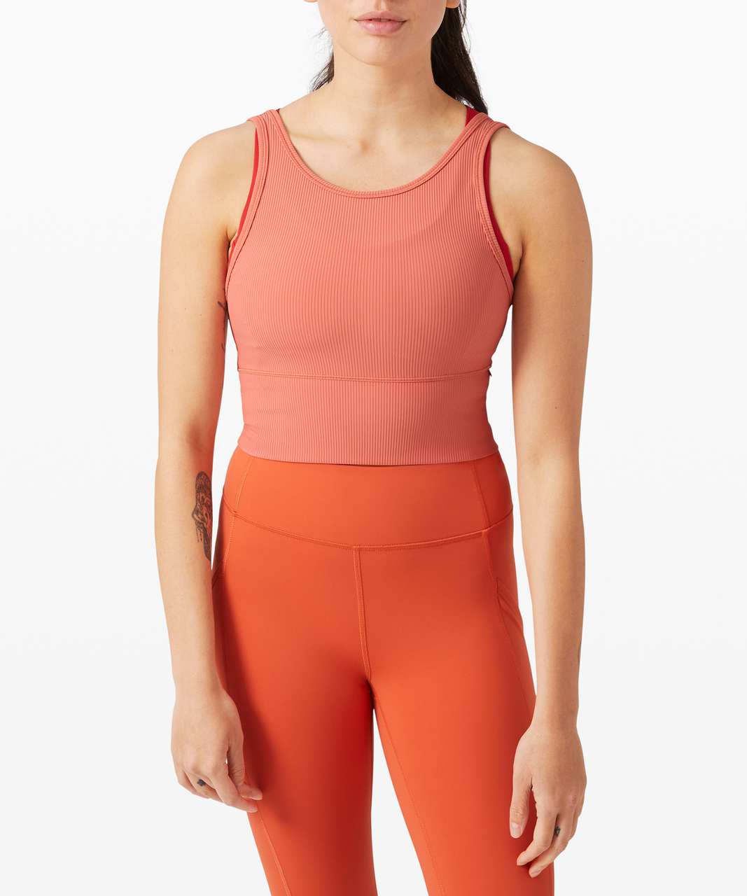 Lululemon Power Pivot Tank *Rib - Rustic Coral