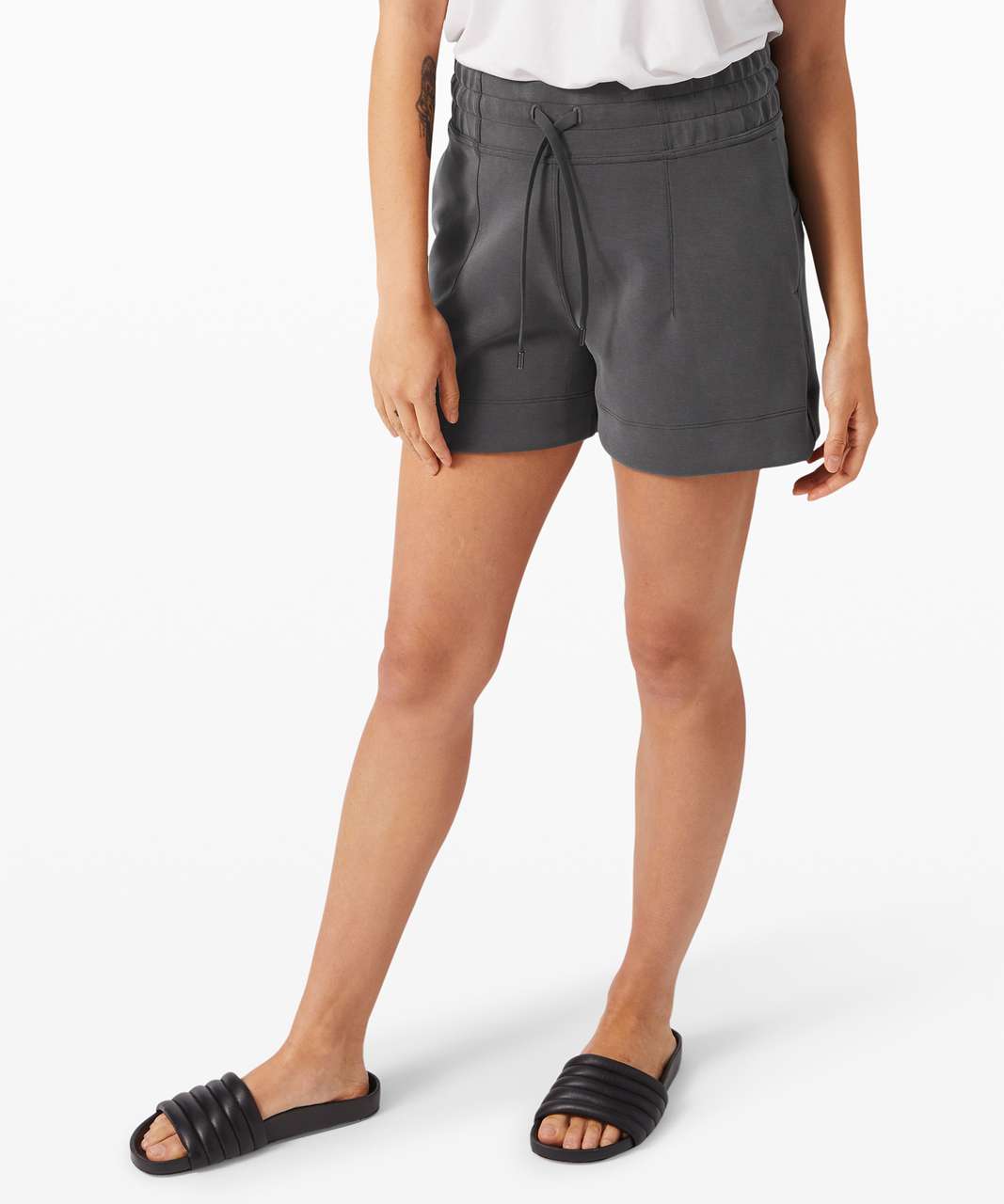 Lululemon Soft Ambitions High Rise Short 4 - Graphite Grey - lulu fanatics