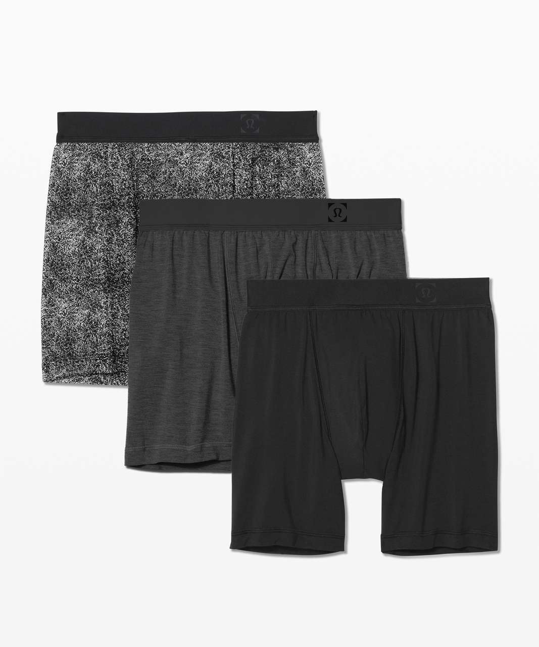 Lululemon Always In Motion Boxer *3 Pack 5" - Black / Heathered Core Dark Grey / Static Noise Black White