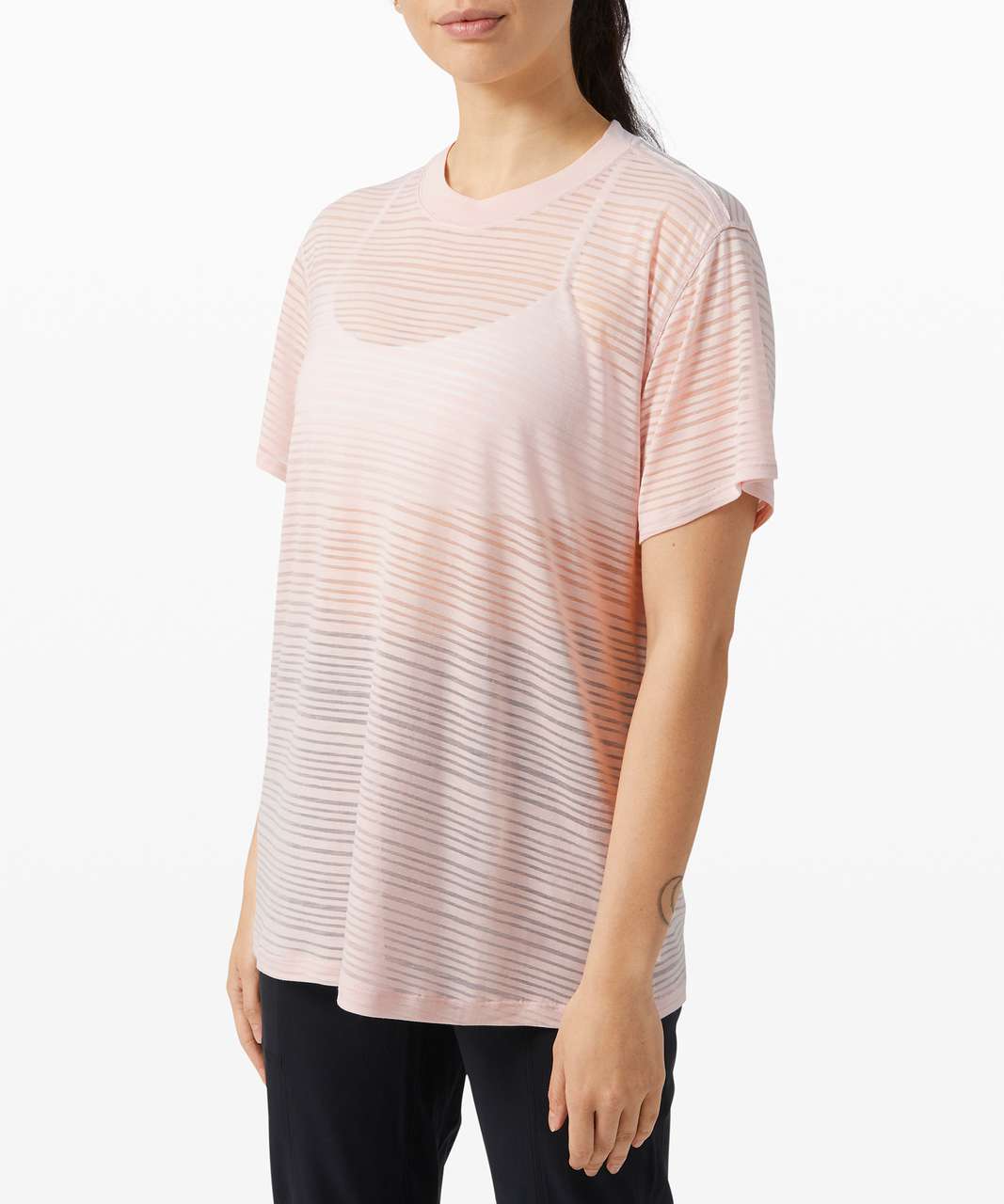 Lululemon All Yours Boyfriend Tee *Stripe - Misty Pink