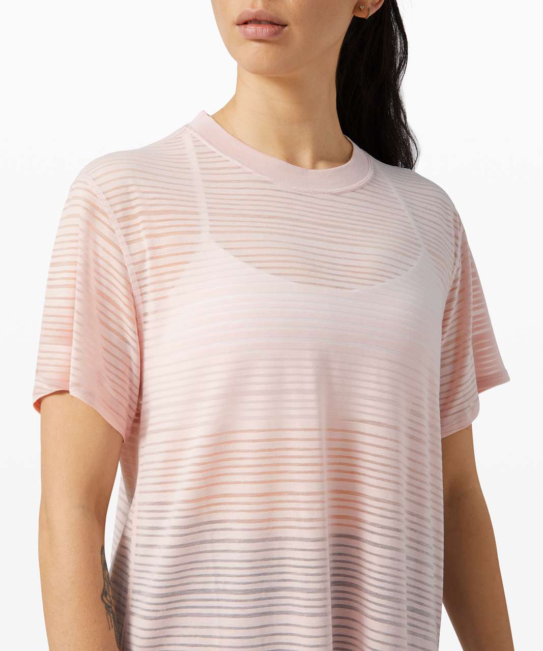 Lululemon All Yours Boyfriend Tee *Stripe - Misty Pink