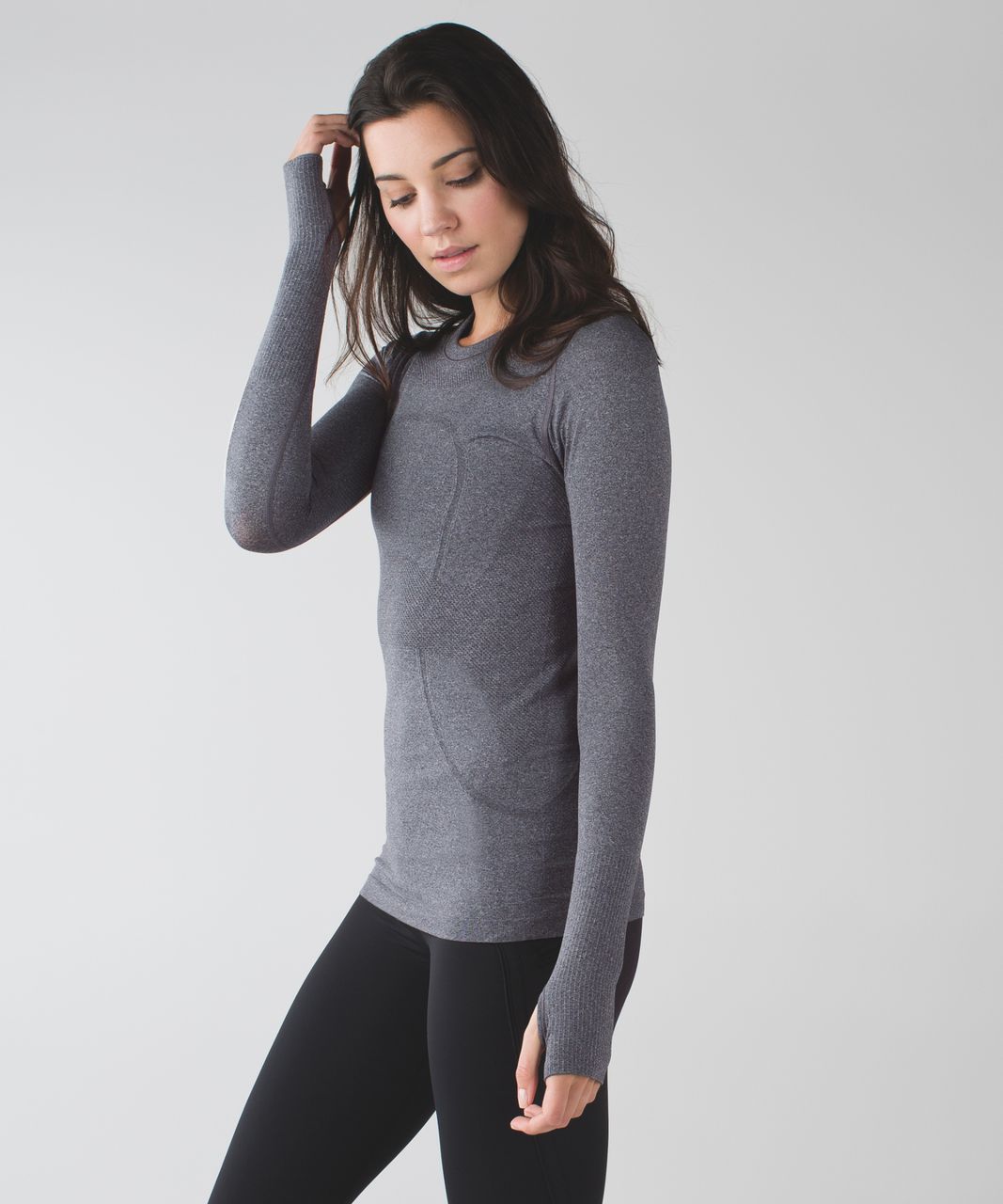 lululemon athletica, Tops, Lululemon Swiftly Tech Long Sleeve In  Heathered Black Size 8