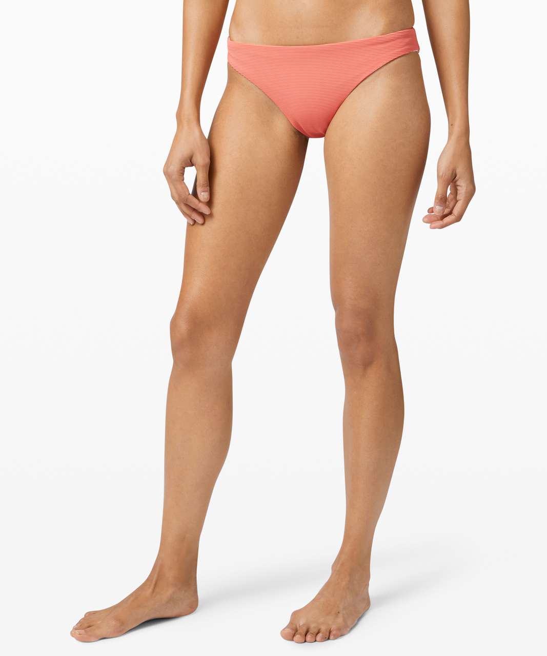 Lululemon Pool Play Mid Rise Skimpy Bottom Reversible - Rustic Coral / White