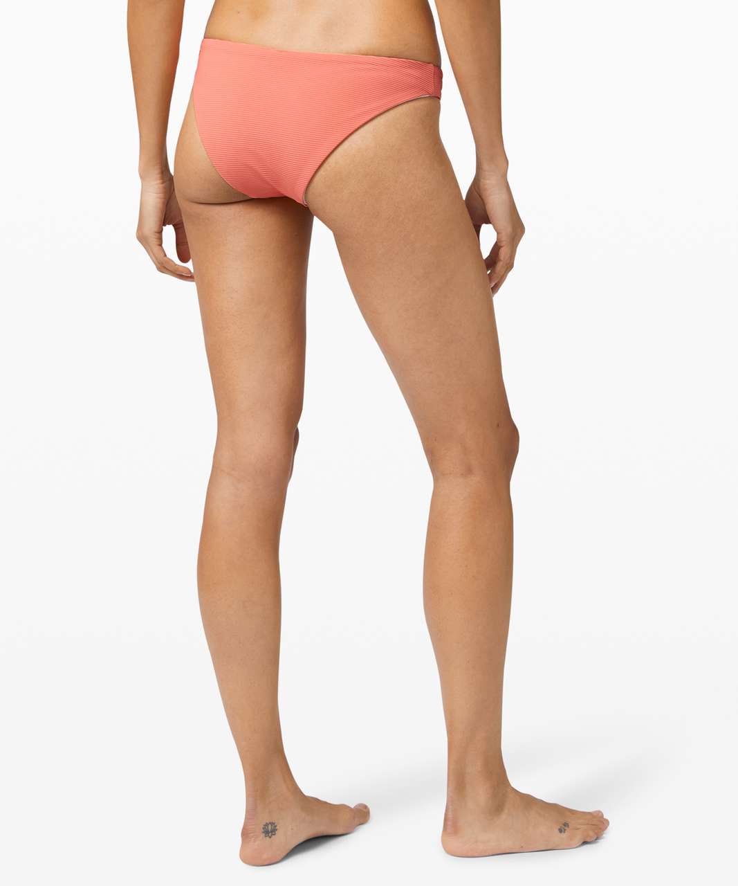 Lululemon Pool Play Mid Rise Skimpy Bottom Reversible - Rustic Coral / White