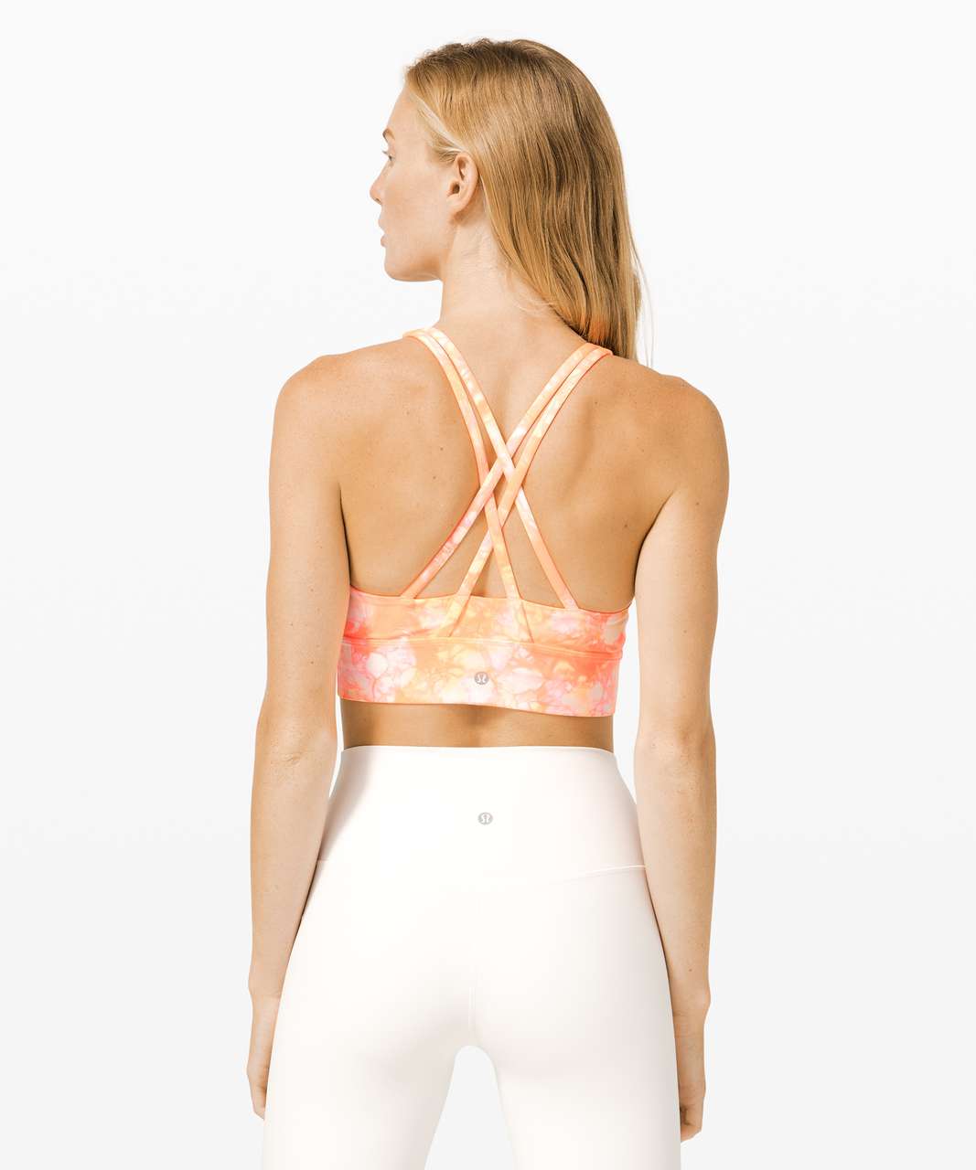 Lululemon Energy Bra High Neck Long Line Shibori *Medium Support B-D - Dual  Shibori White Grapefruit Florid Orange - lulu fanatics