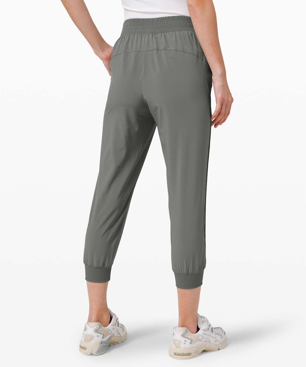 Wanderer crop jogger  grey sage - wish they were slightly less baggy and a  bit thicker, but can't beat $30 : r/lululemon