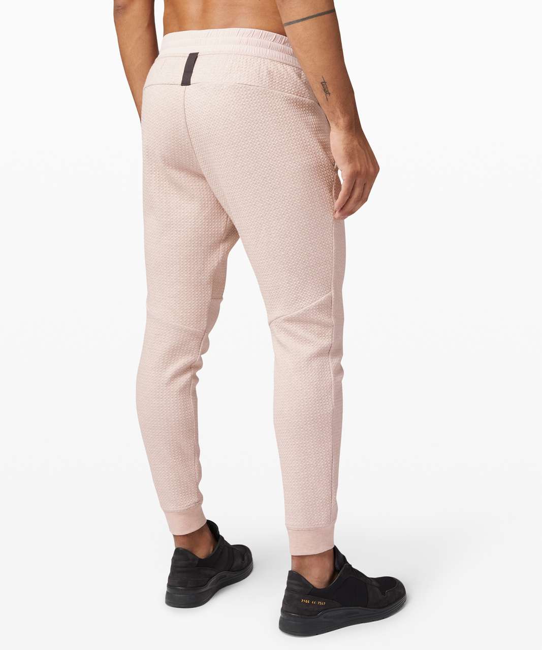 Lululemon At Ease Jogger - Heathered Misty Pink / Black - lulu fanatics