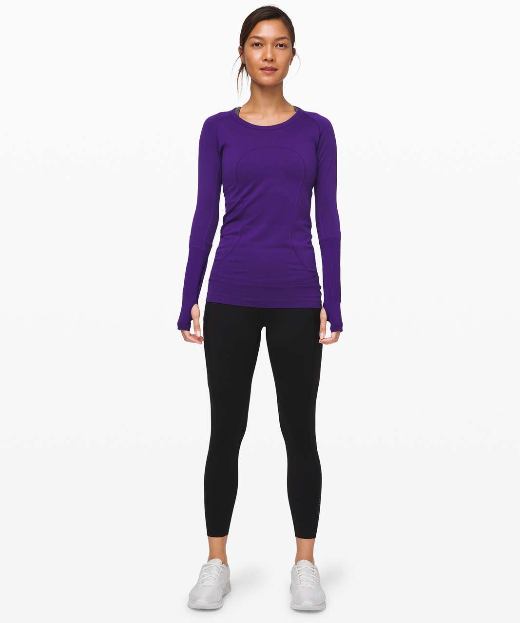 Lululemon Runderful Long Sleeve - Heathered Herringbone Heathered Black  Black / Black - lulu fanatics