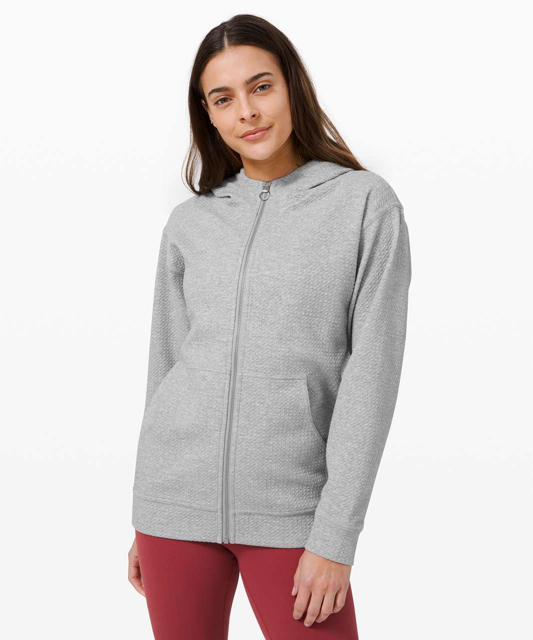 Lululemon Heathered Gray Full Zip Magnetic Size 4 Hoodie