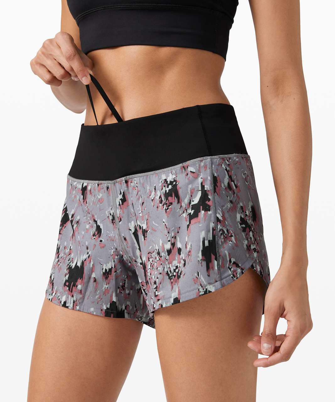 Lululemon Speed Up Short Long *4" Updated Fit - Floral Flux Multi / Black