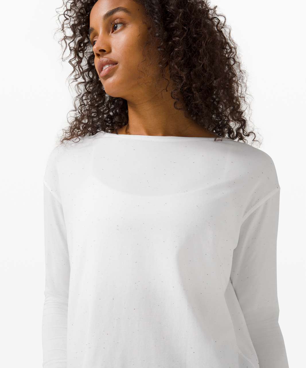 NEW Women Lululemon Back in Action Long Sleeve Heathered Spiced Chai White  2