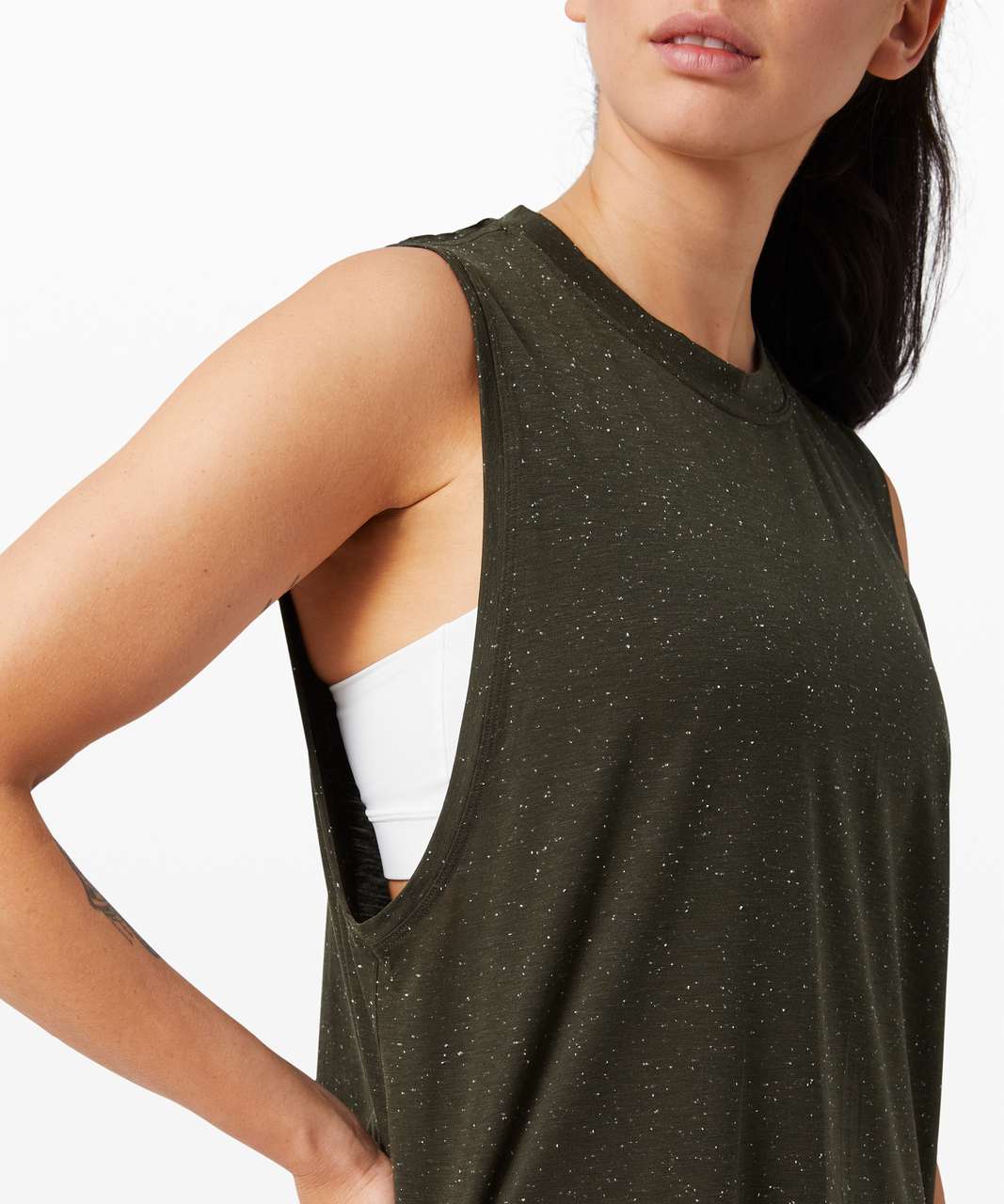 Lululemon All Yours Boyfriend Tank - Dark Olive / White